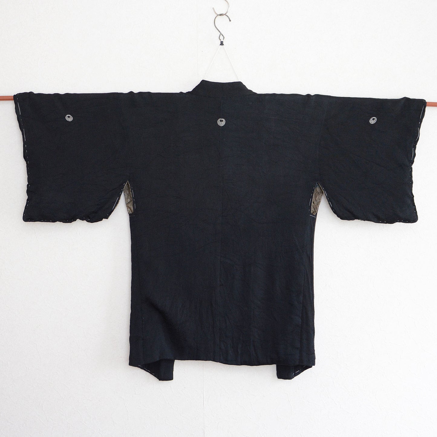 Haori Kimono Japanese Vintage Jacket Black Karashishi Kuro Montsuki