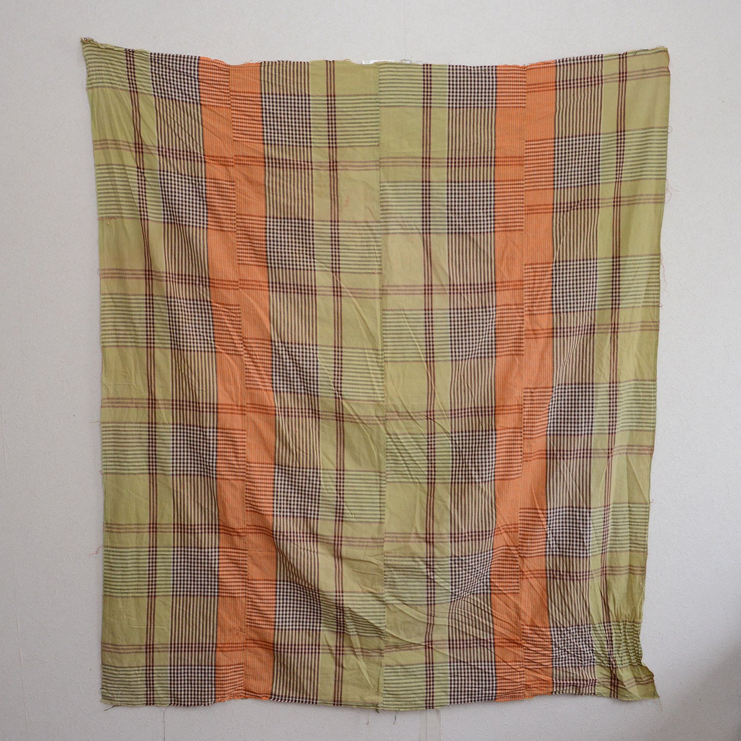 Japanese Fabric Cotton Vintage Scraps Futon Cover Checkered Pattern Textile