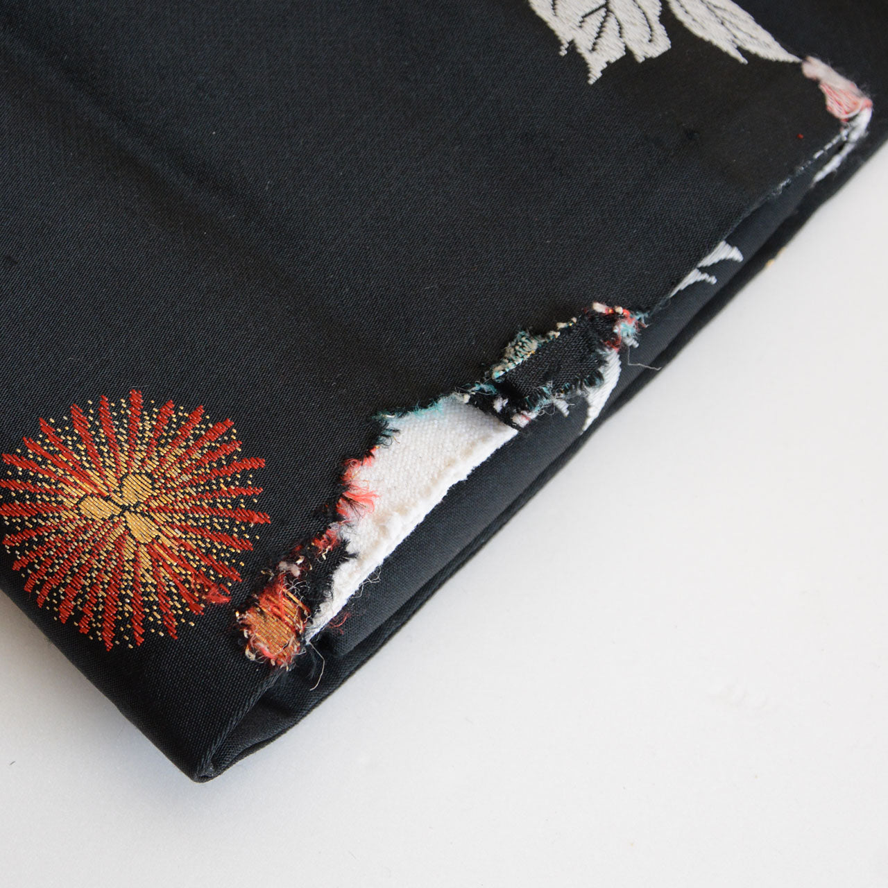 Showa-era Japanese Nagoya obi textile with traditional motifs