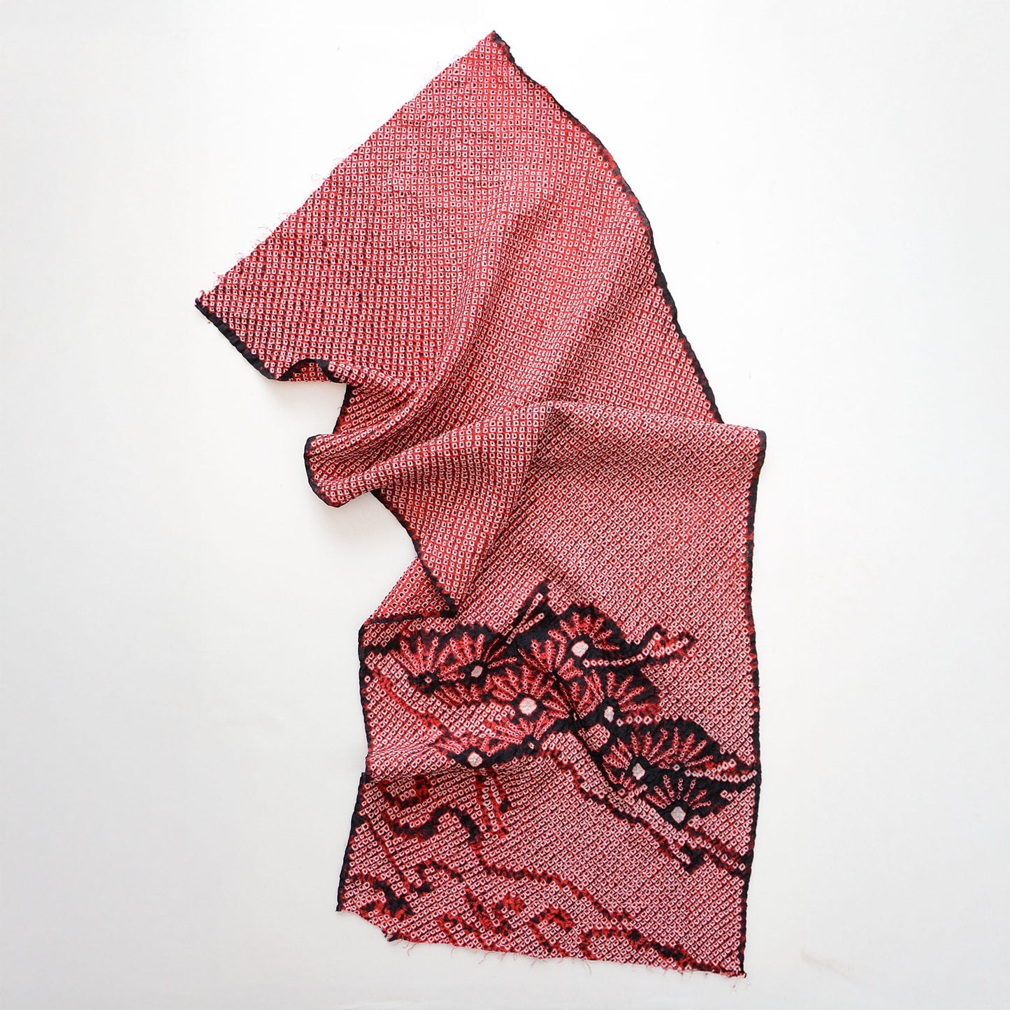 Obiage Shibori Fabric Red Japan Vintage Can be used as a scarf 1
