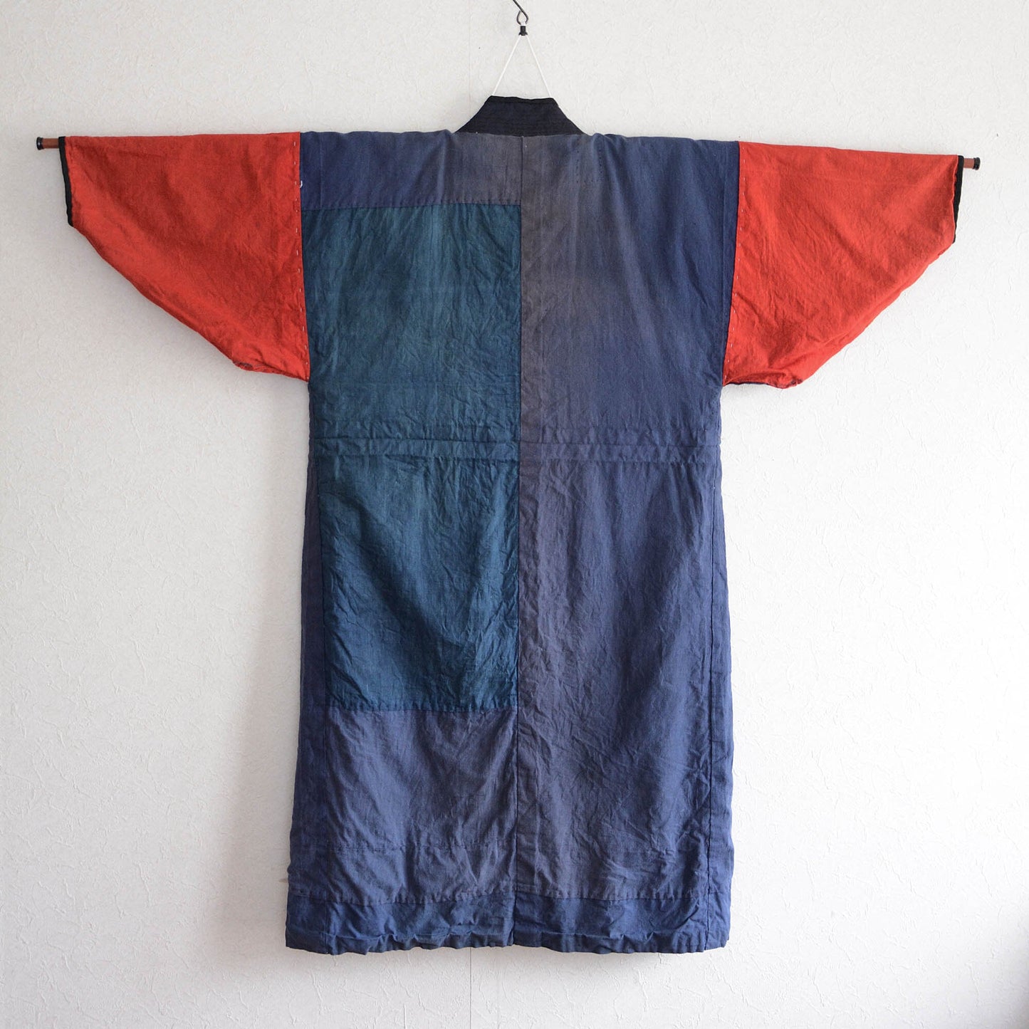 Crazy Patchwork Indigo Kimono Robe Long Japanese Fabric Vintage