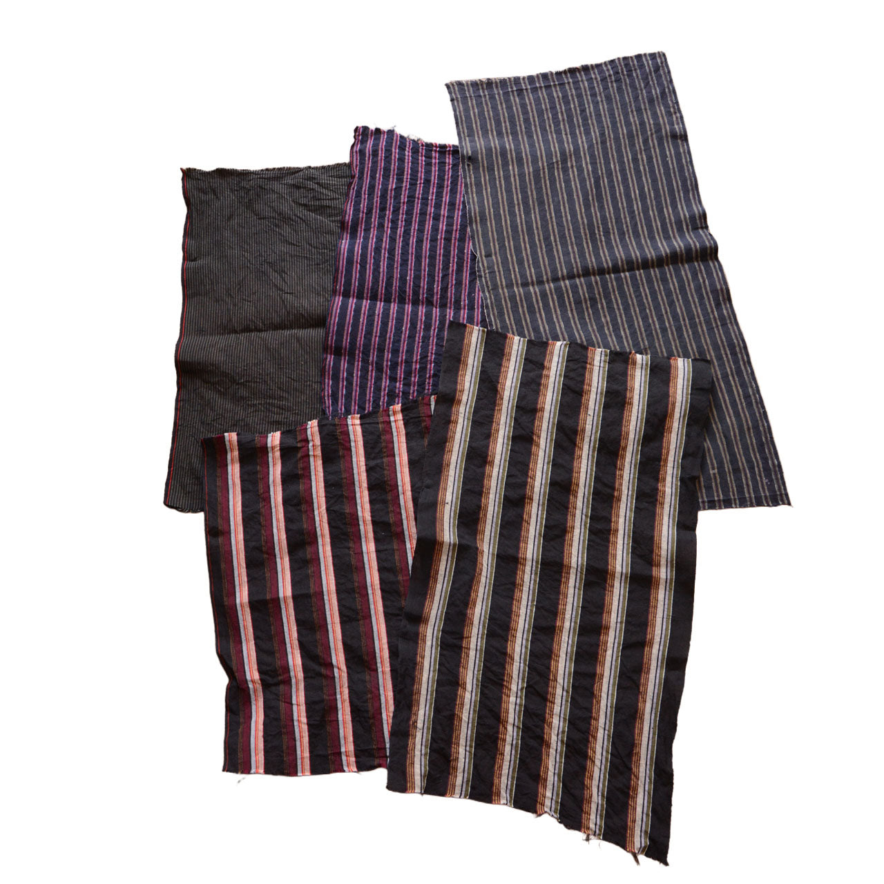 Vintage Japanese Cotton Stripes – 5 Assorted Pieces for Handcrafting B16