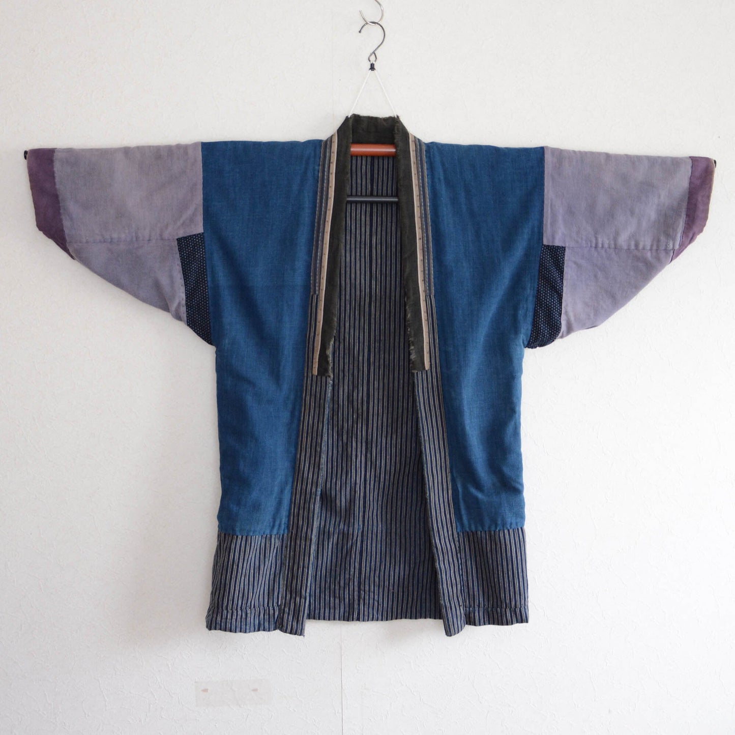 Noragi Jacket Indigo Dyed Kimono Japanese Fabric Cotton Vintage Crazy Pattern