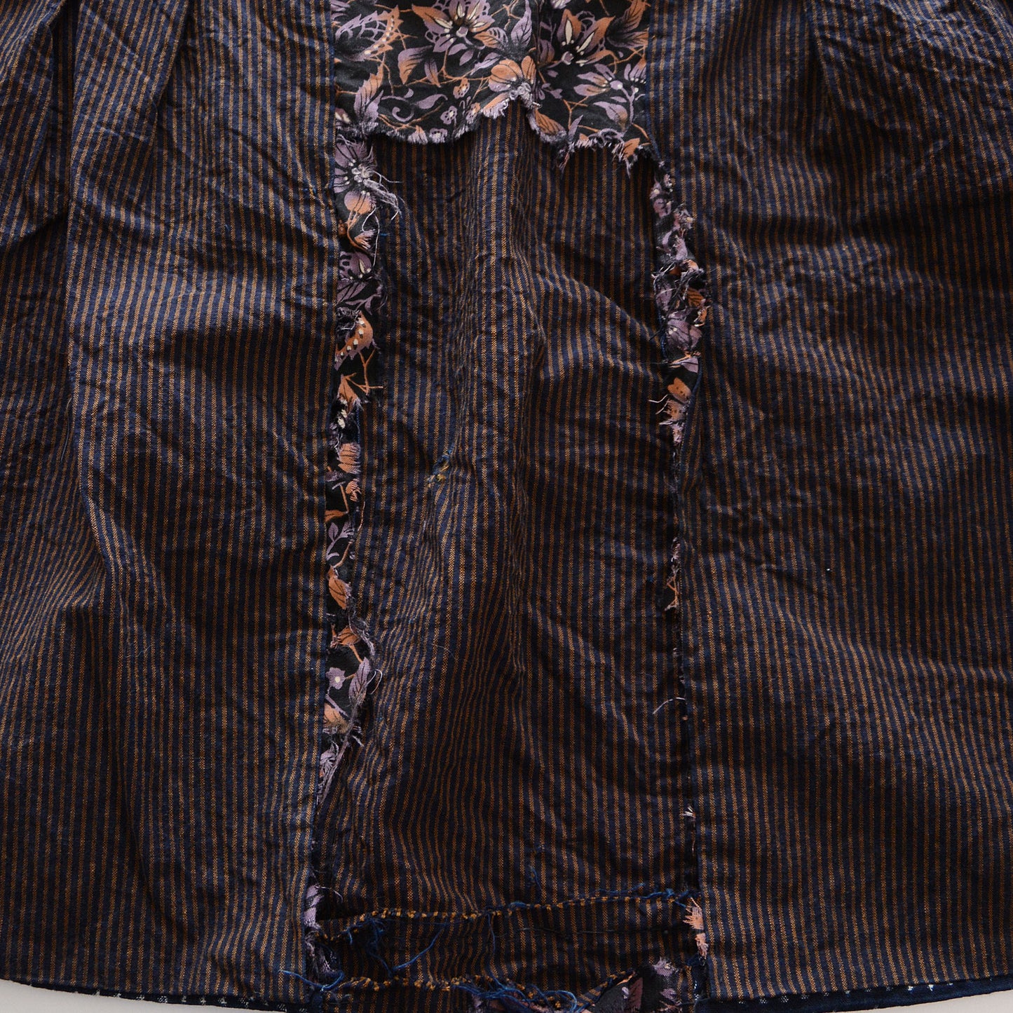 Japanese Apron Maekake Wrap Skirt Indigo Mosquito Kasuri Pattern Stripe Vintage Fabric Cotton Boro