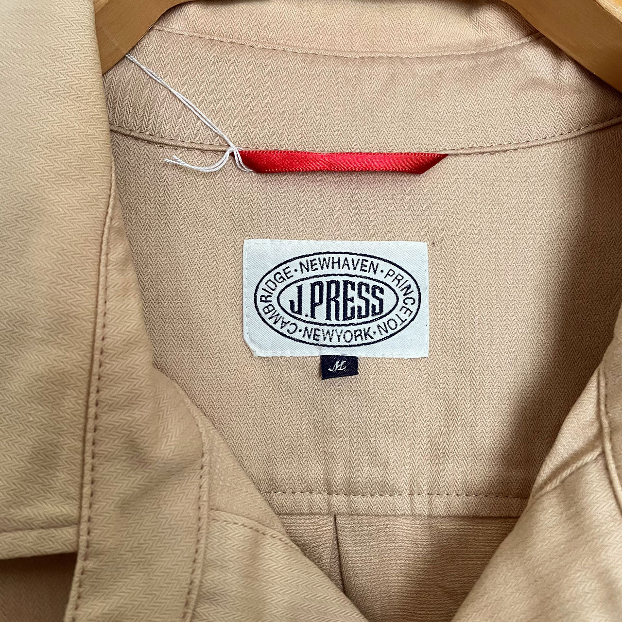 Beige men’s J.PRESS jacket with chin strap