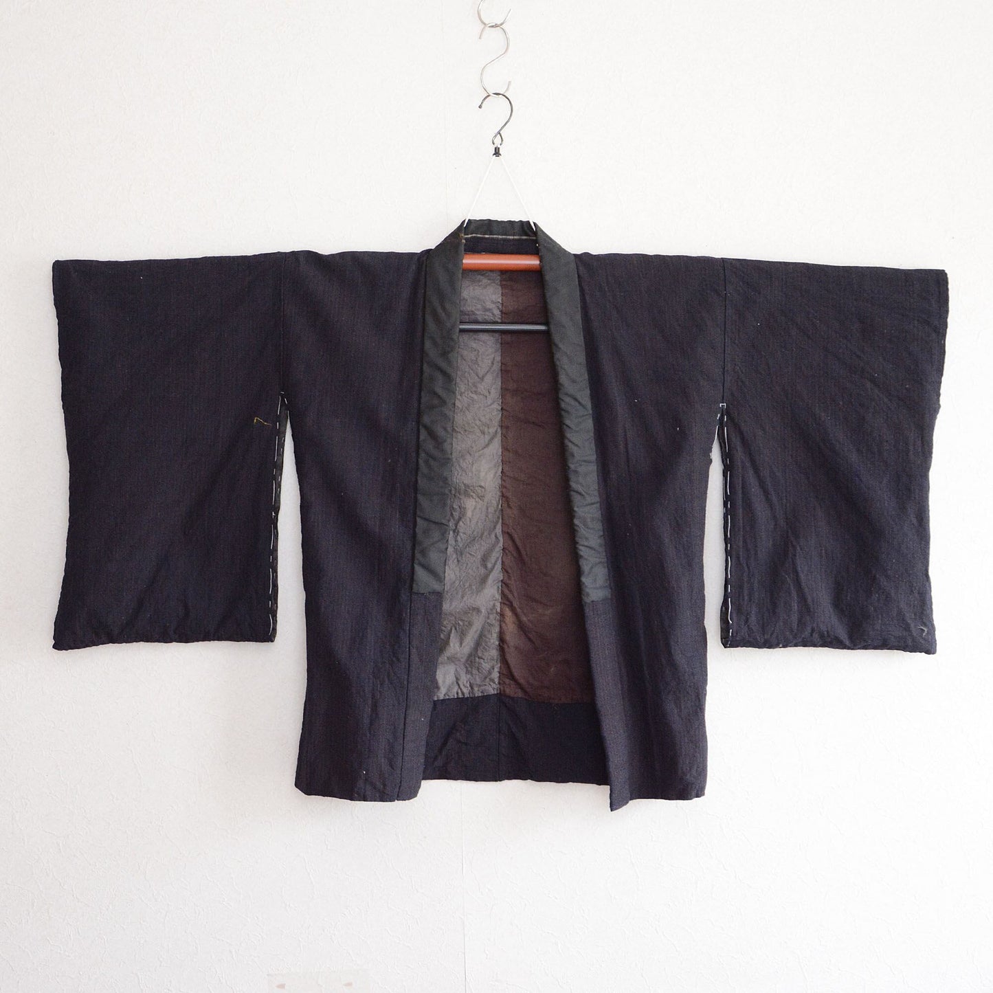 Kimono Jacket Japanese Fabric Vintage Crazy Pattern Indigo Stripe