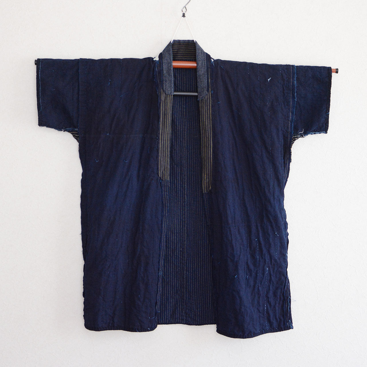 Antique Noragi with Plain Indigo Lining and Striped Outer