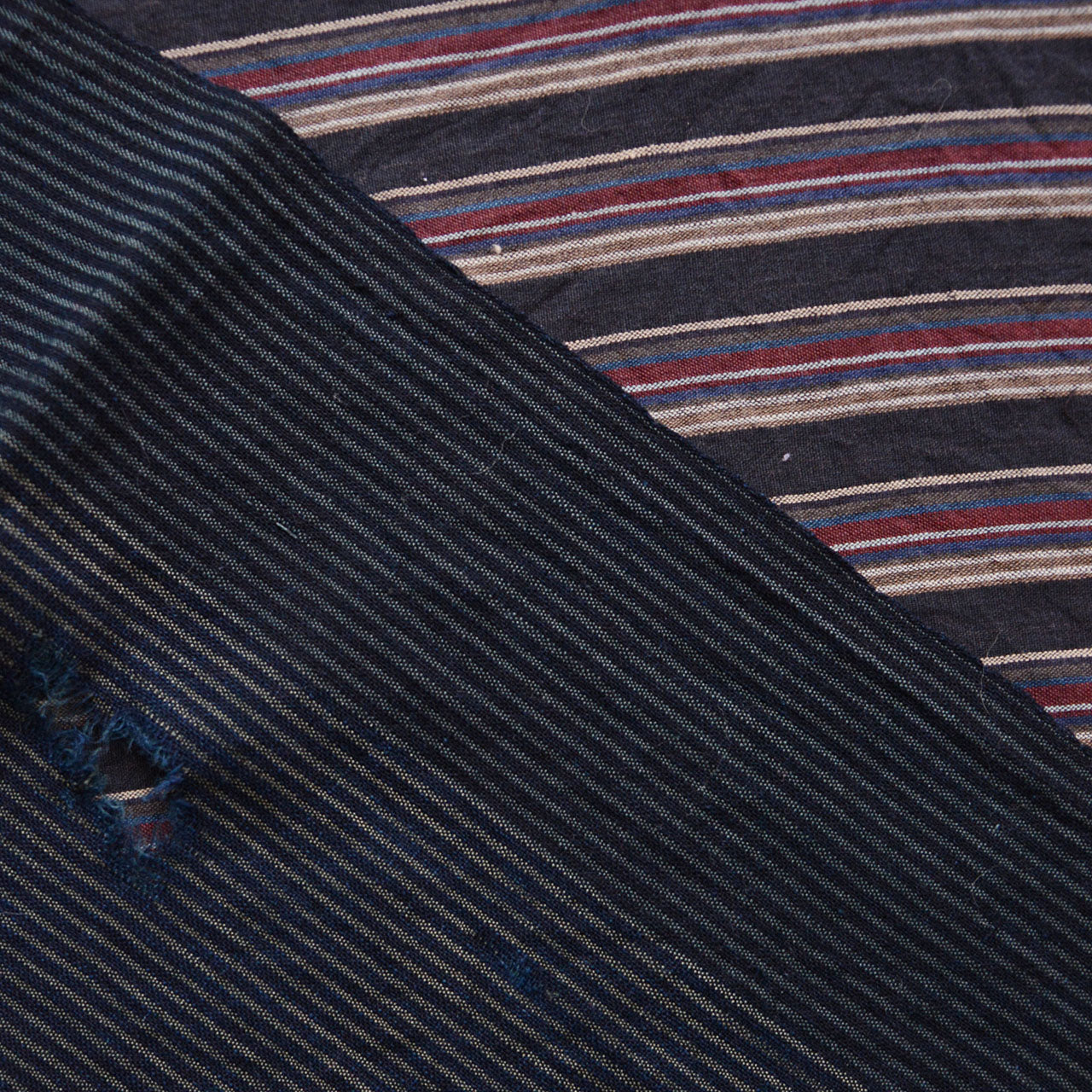 Assorted Japanese fabric scraps with timeless striped designs, ideal for creative projects