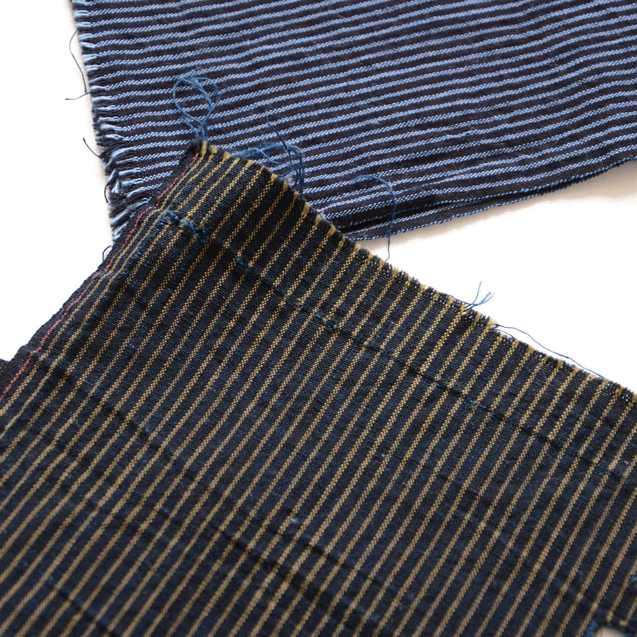 Four pieces of vintage Japanese fabric, ideal for sashiko and patchwork