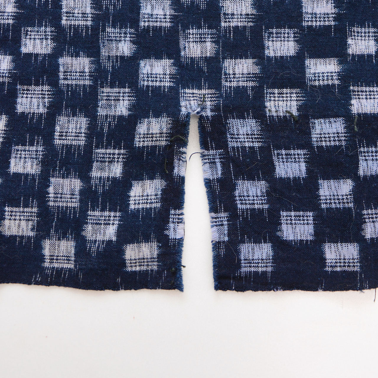 Hand-dyed indigo kasuri cotton fabric scraps for handmade crafts