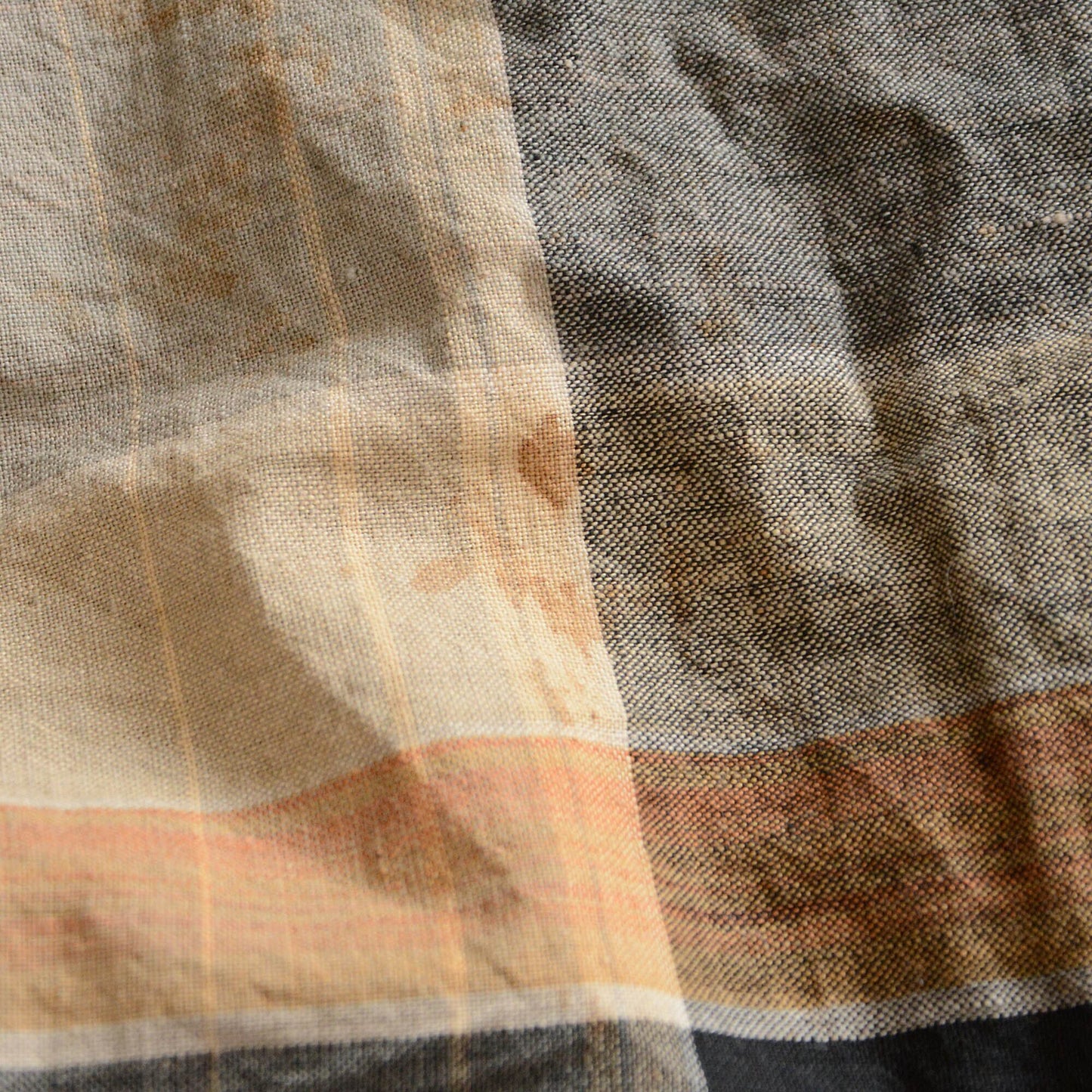 Japanese Fabric Cotton Futon Cover Checkered Pattern Vintage Textile