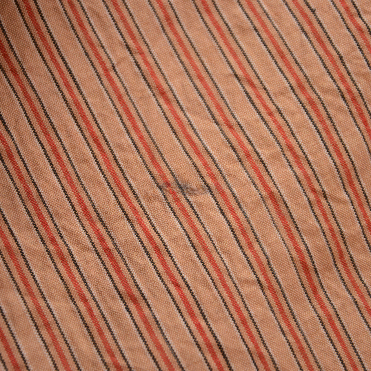 Japanese vintage striped cotton fabric with visible repairs