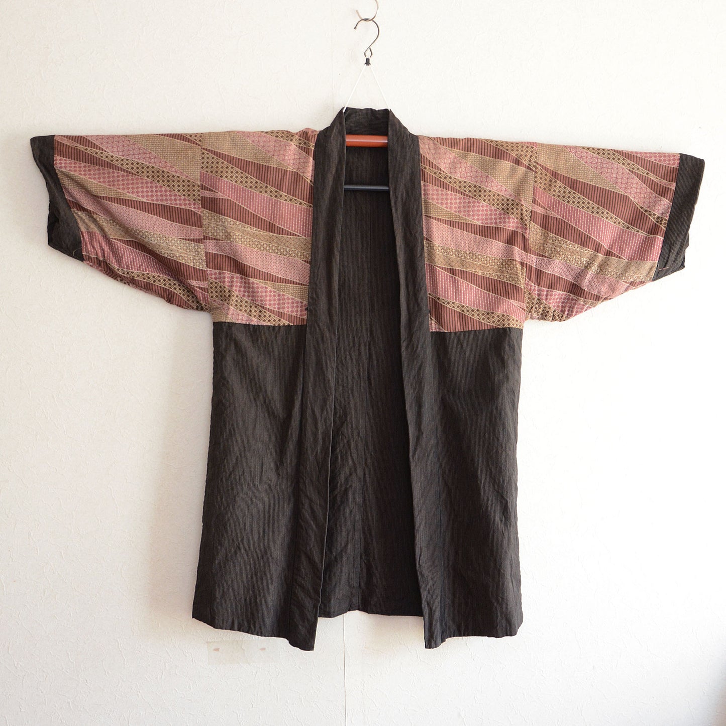 Haori Jacket Men Kimono Japanese Fabric Cotton Vintage Stripe Pattern