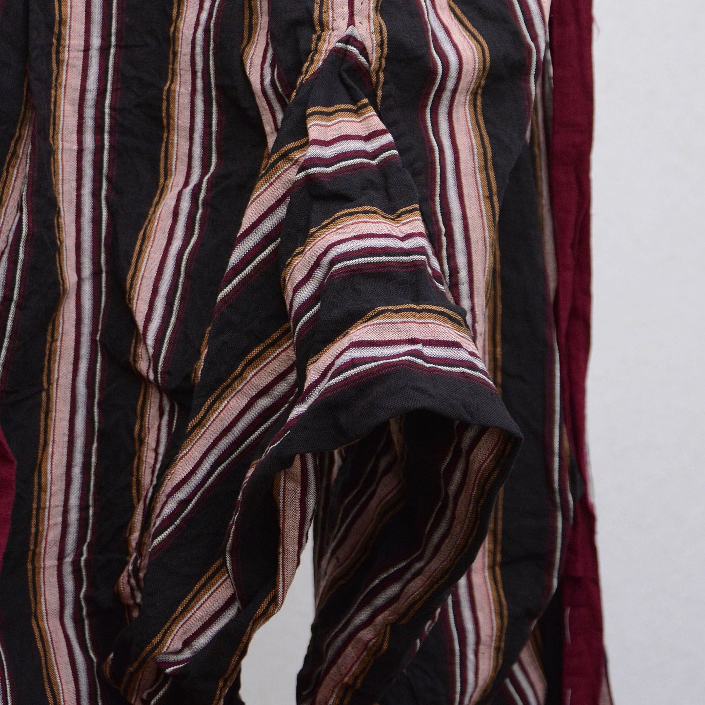 Monpe Pants Noragi Japanese Fabric Vintage Cotton Black Stripe Pattern Double Knee