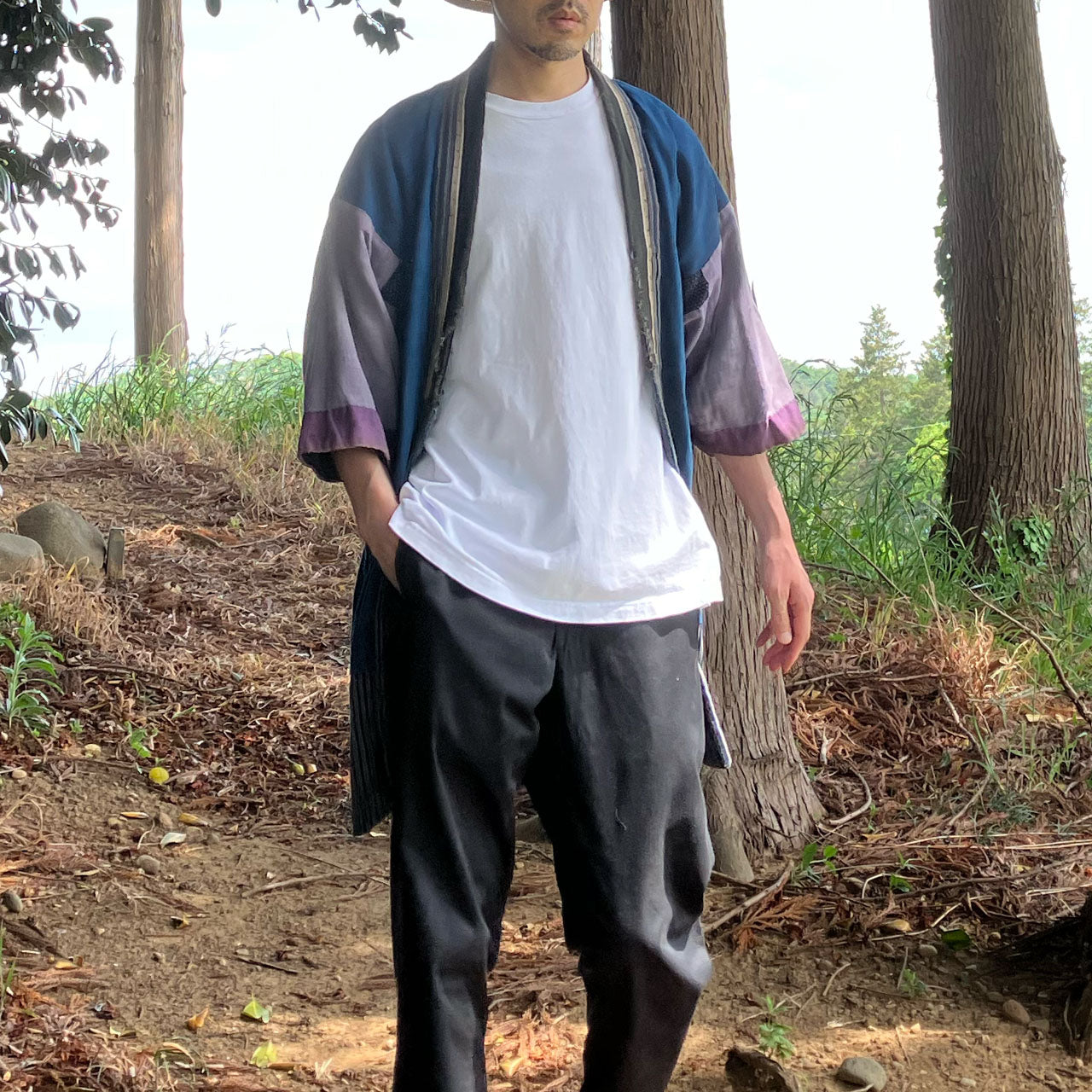 Contemporary Noragi style using vintage Japanese indigo fabrics