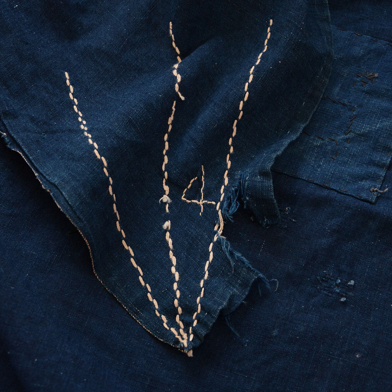 Hand-repaired antique Japanese fabric for upcycling or display