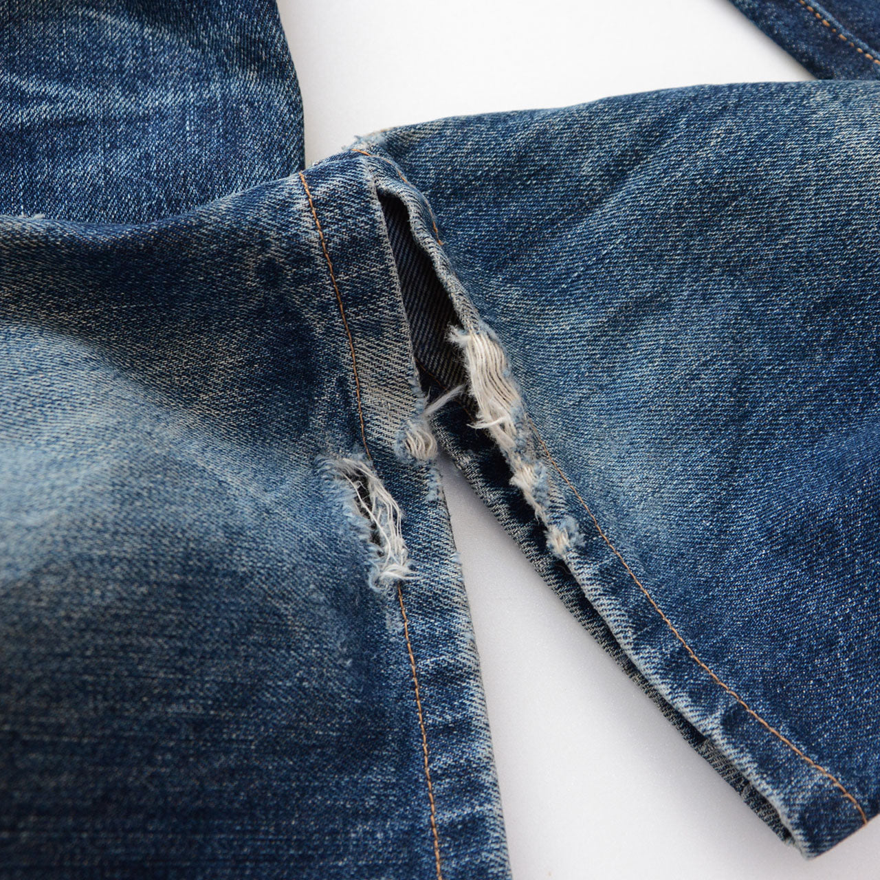 Levi's 501, Levi's Japan label, indigo cotton denim, heavy patina, vintage distressed