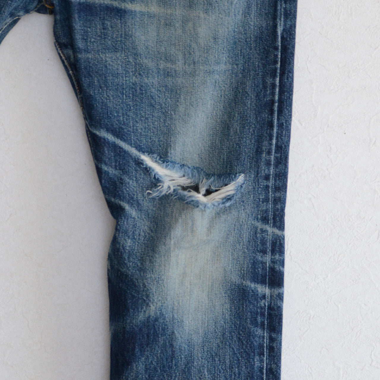 Levi's 501, faded blue denim, button fly, top button embossed 3073, Philippines made