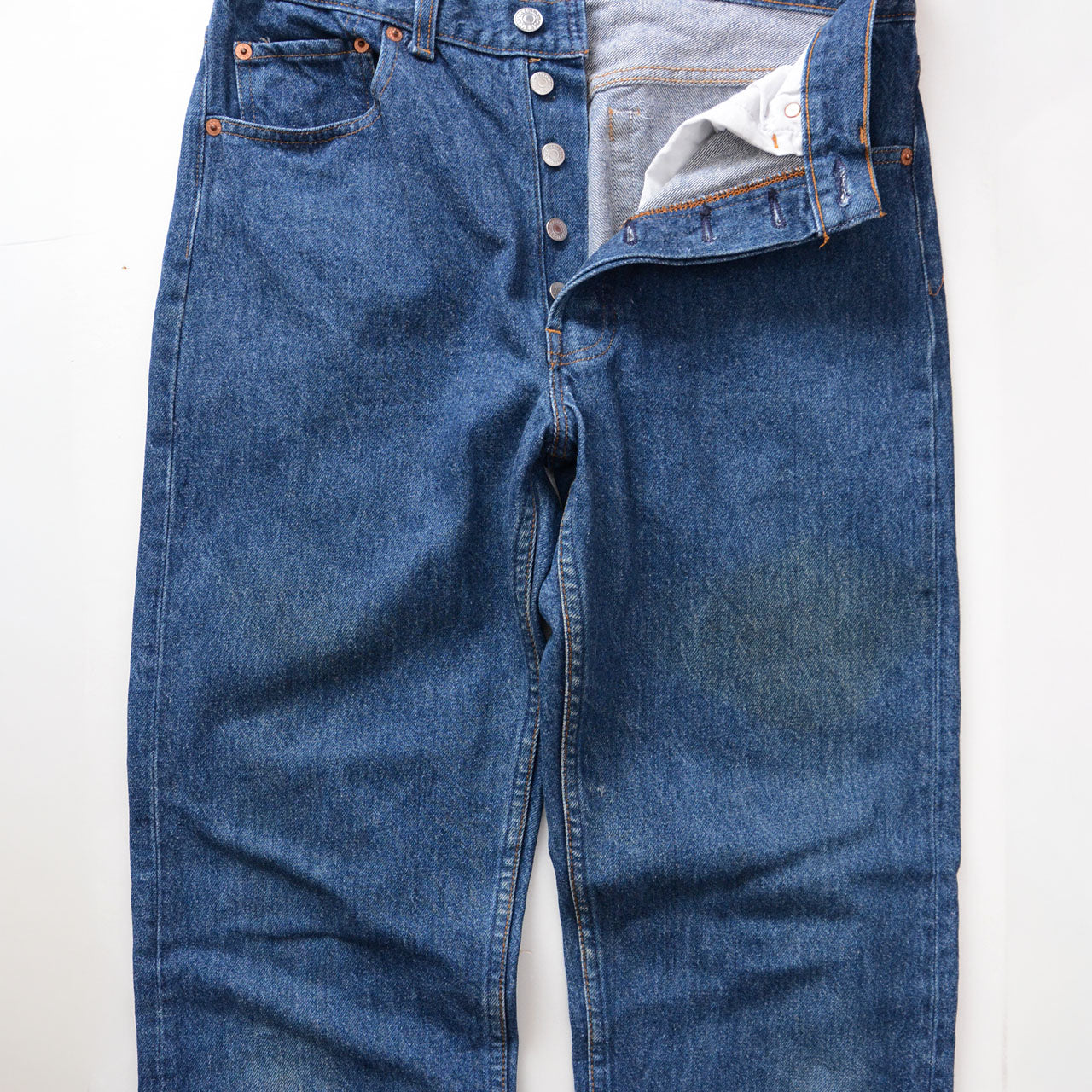 Vintage Levi's 501 jeans, 90s era, Valencia Factory 555, indigo wash