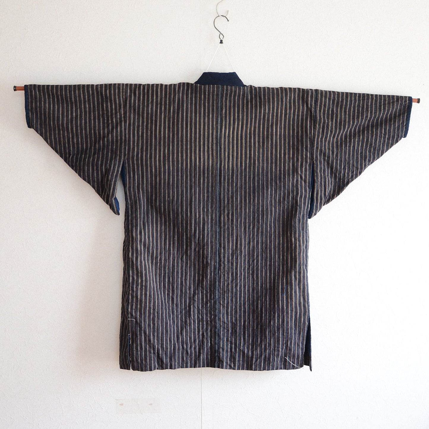 Noragi Jacket Kimono Japanese Fabric Cotton Vintage Indigo Plain Stripe Pattern