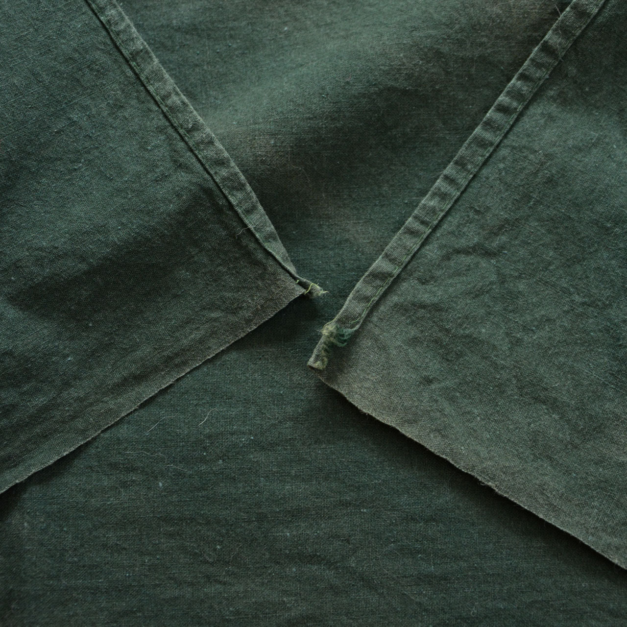 Mid-century Japanese cotton fabric with strong sun fading and rustic charm