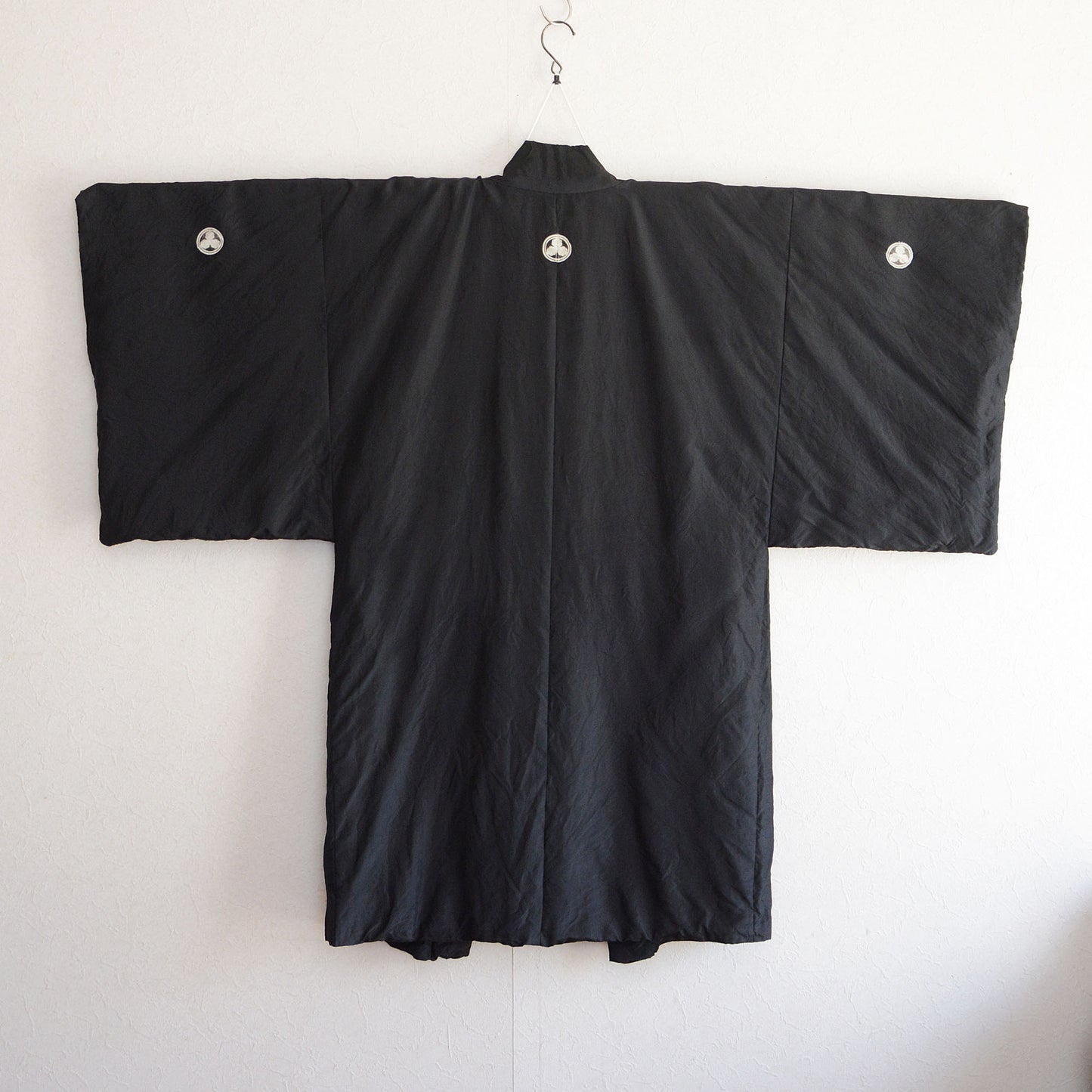 Black Haori Jacket Kimono Long Japanese Vintage Montsuki Nihonga Art