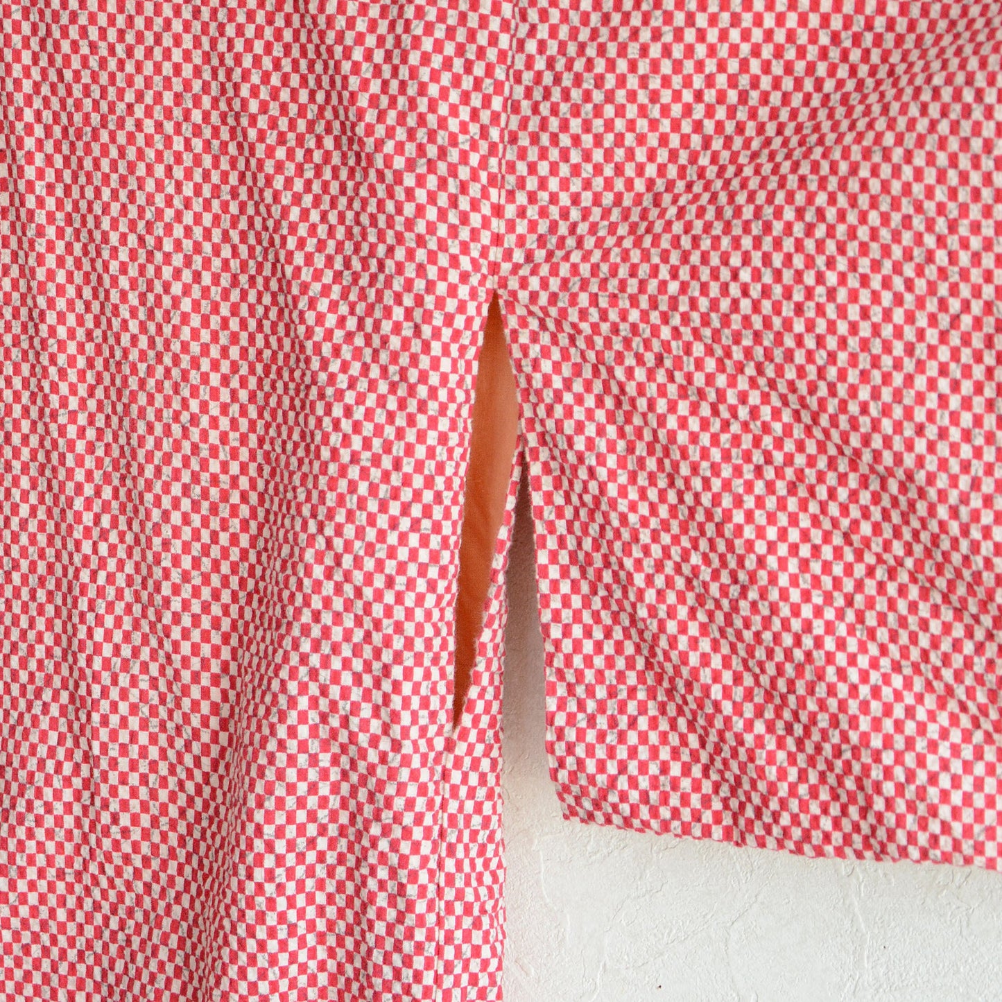 Checkerboard Pattern Kimono Robe Long Cotton Japan Vintage