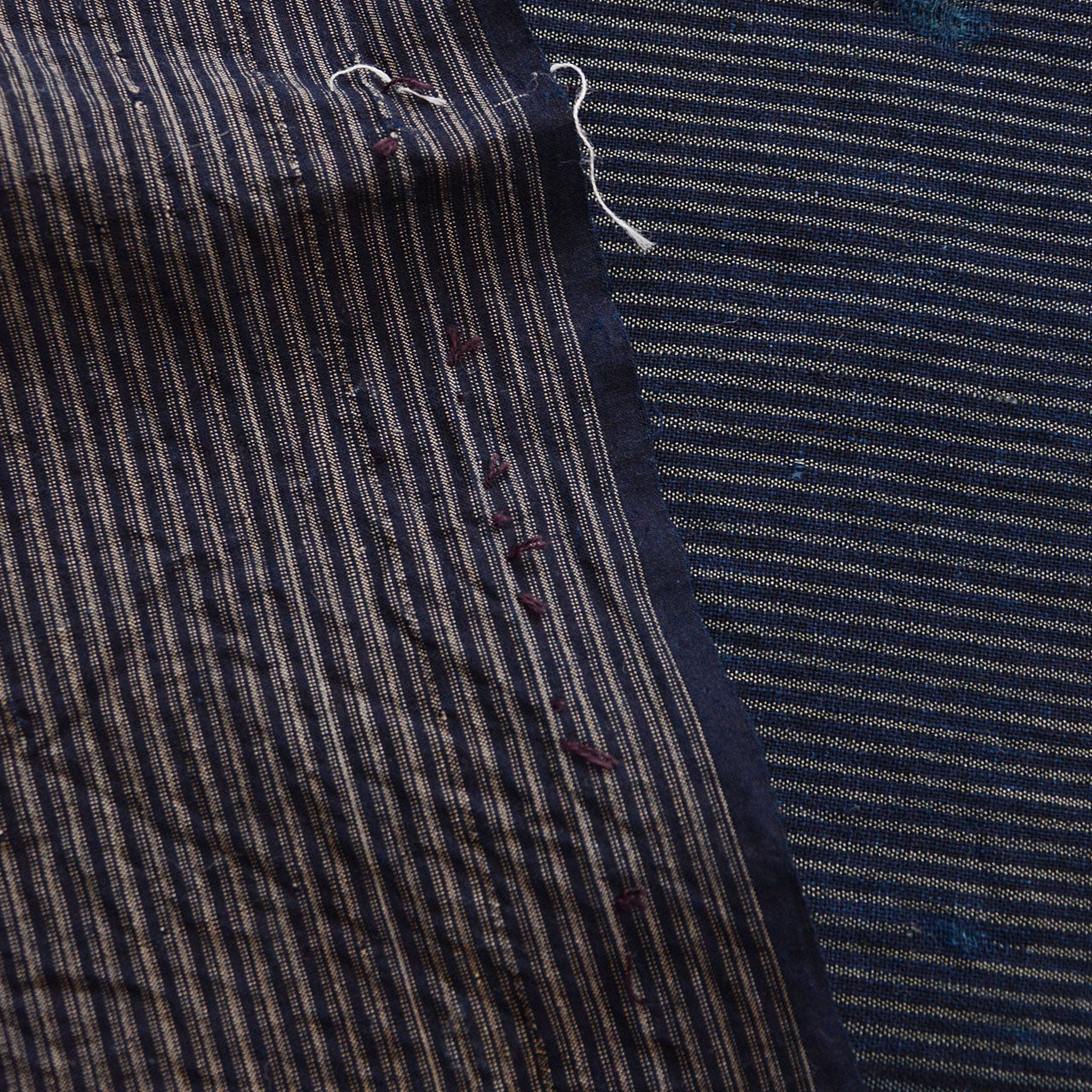 Unique Japanese cotton striped textile scraps for patchwork and slow stitching