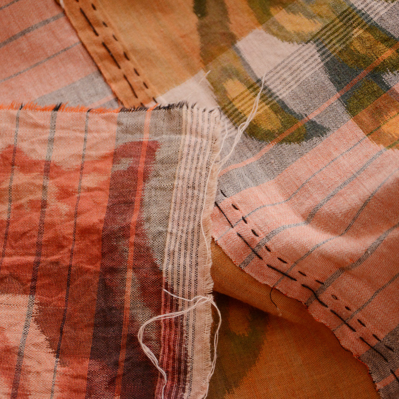 boro-style textile with floral pattern from Japan