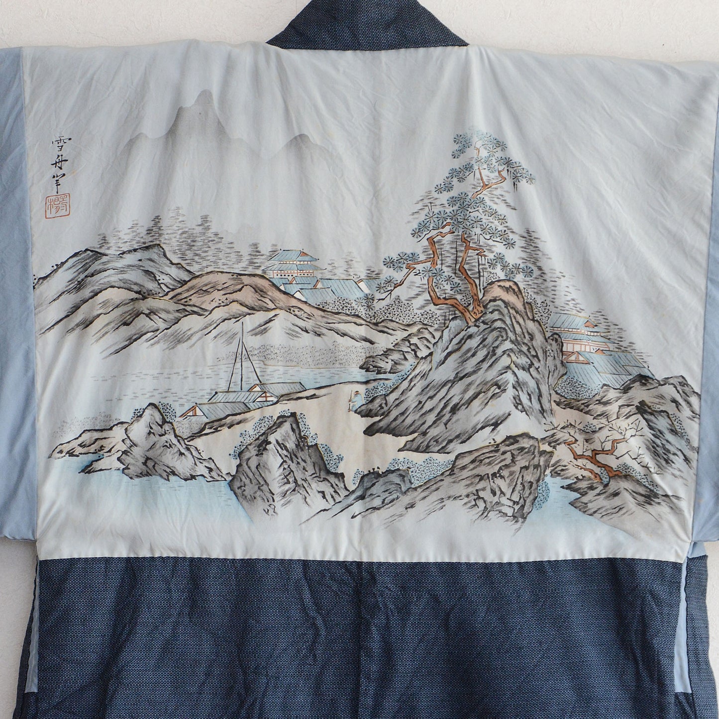 Haori Kimono Japanese For Men Vintage Jacket Uramasari Sesshu's Signature And Seal