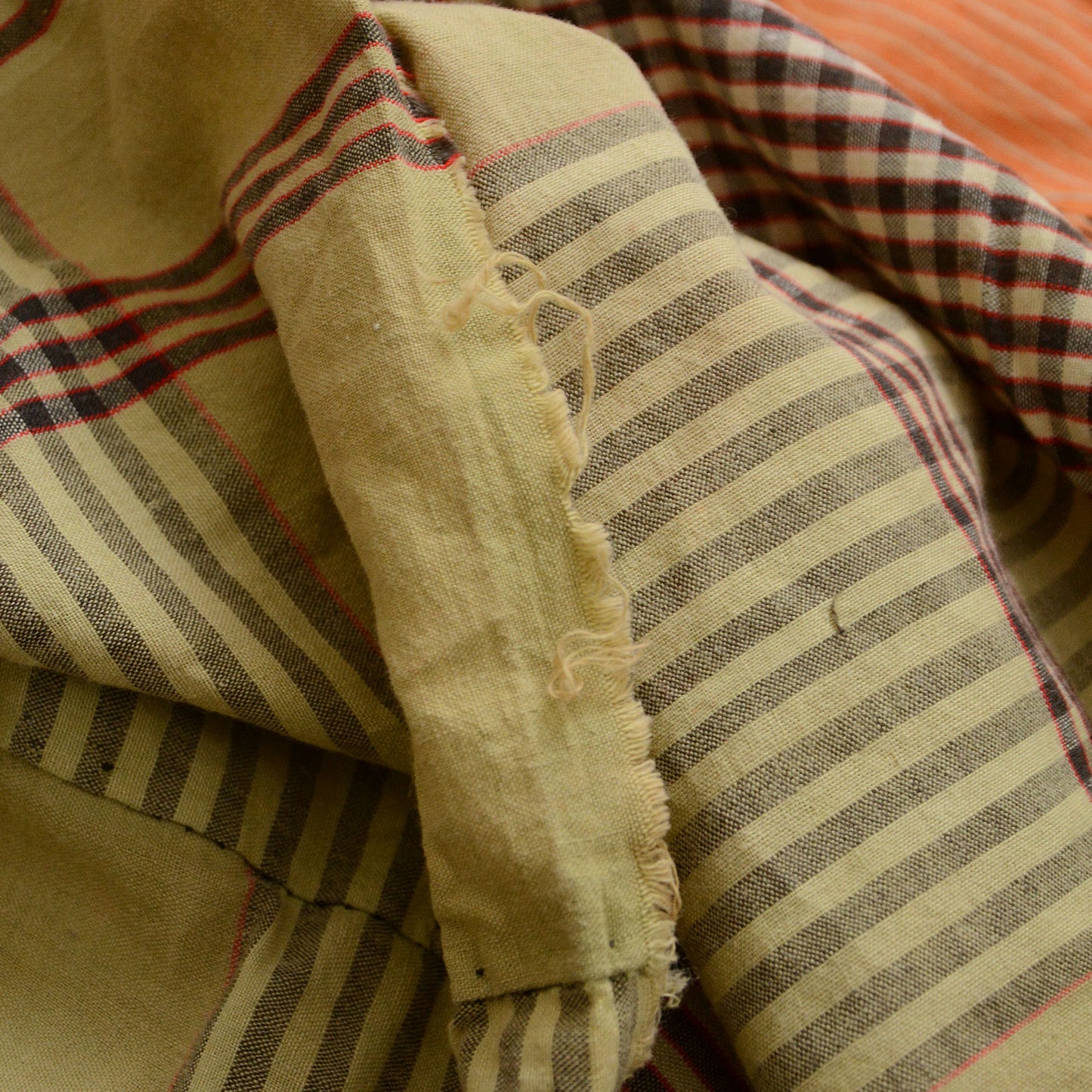 Japanese Fabric Cotton Vintage Scraps Futon Cover Checkered Pattern Textile