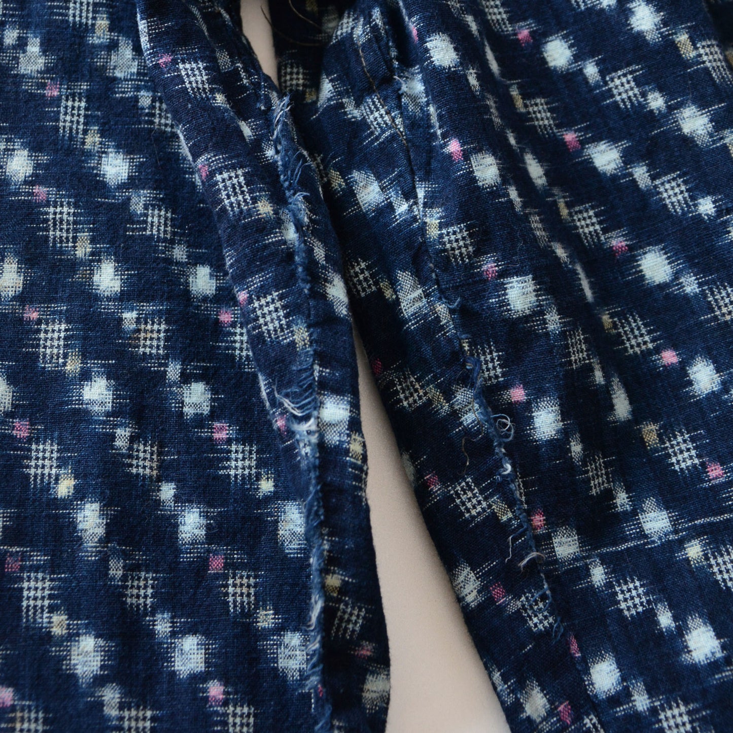 Monpe Pants Noragi Japanese Fabric Vintage Indigo Kasuri Pattern