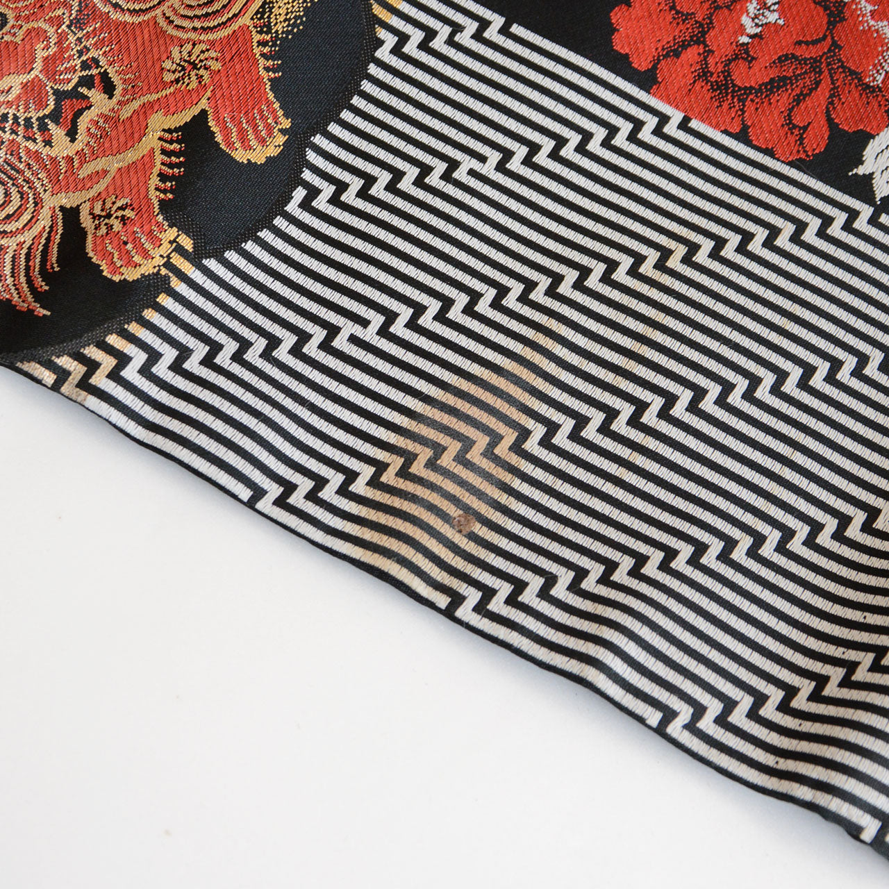 Japanese vintage textile originally made as a Nagoya obi with motifs