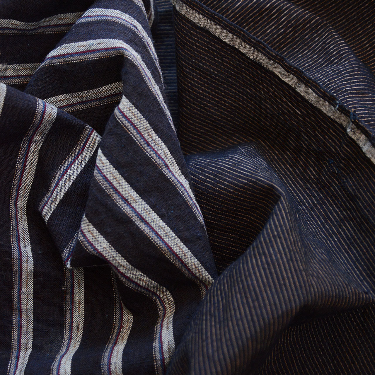 Rustic Japanese indigo cotton textile with patchwork detailing