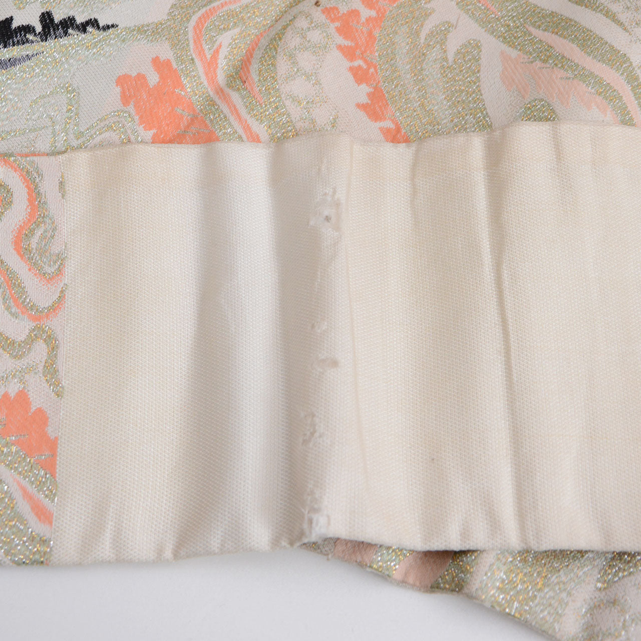 Showa period Japanese antique Nagoya obi belt with geometric wave design