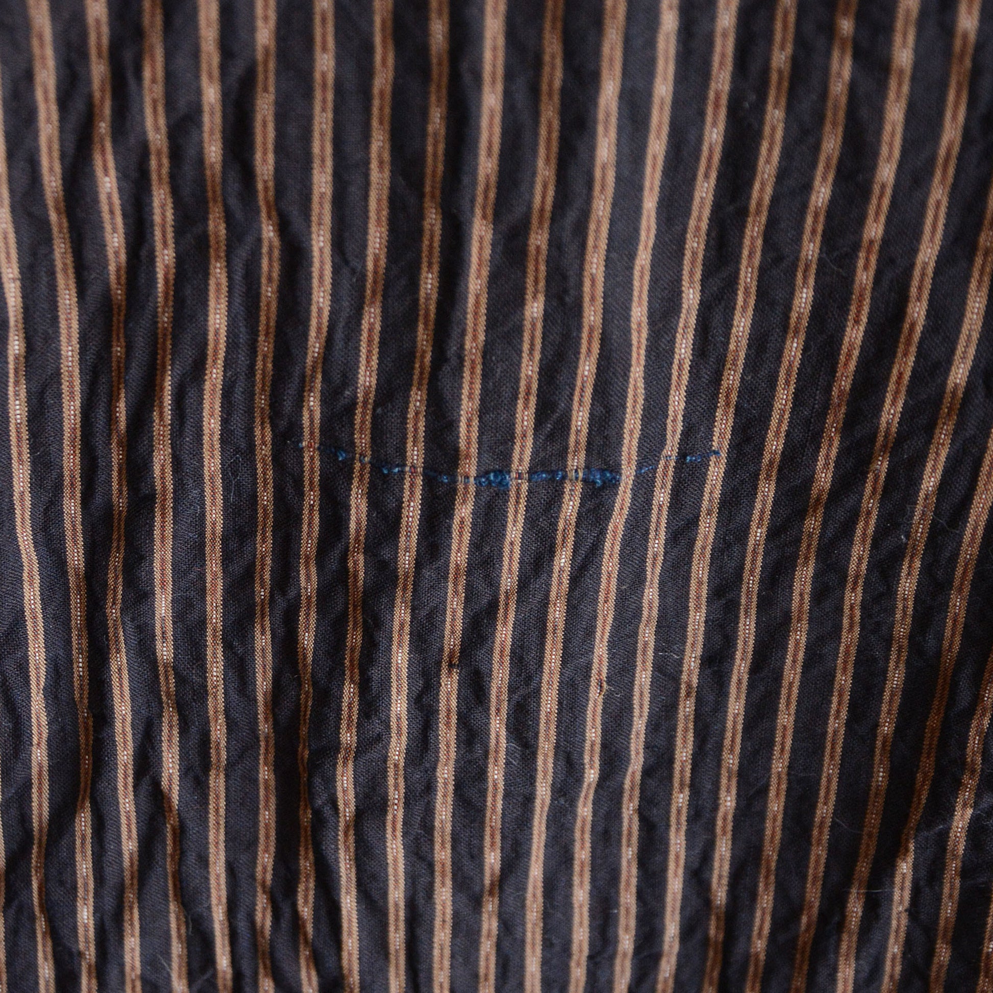 Authentic vintage cotton hanten with long silhouette and shima stripe pattern