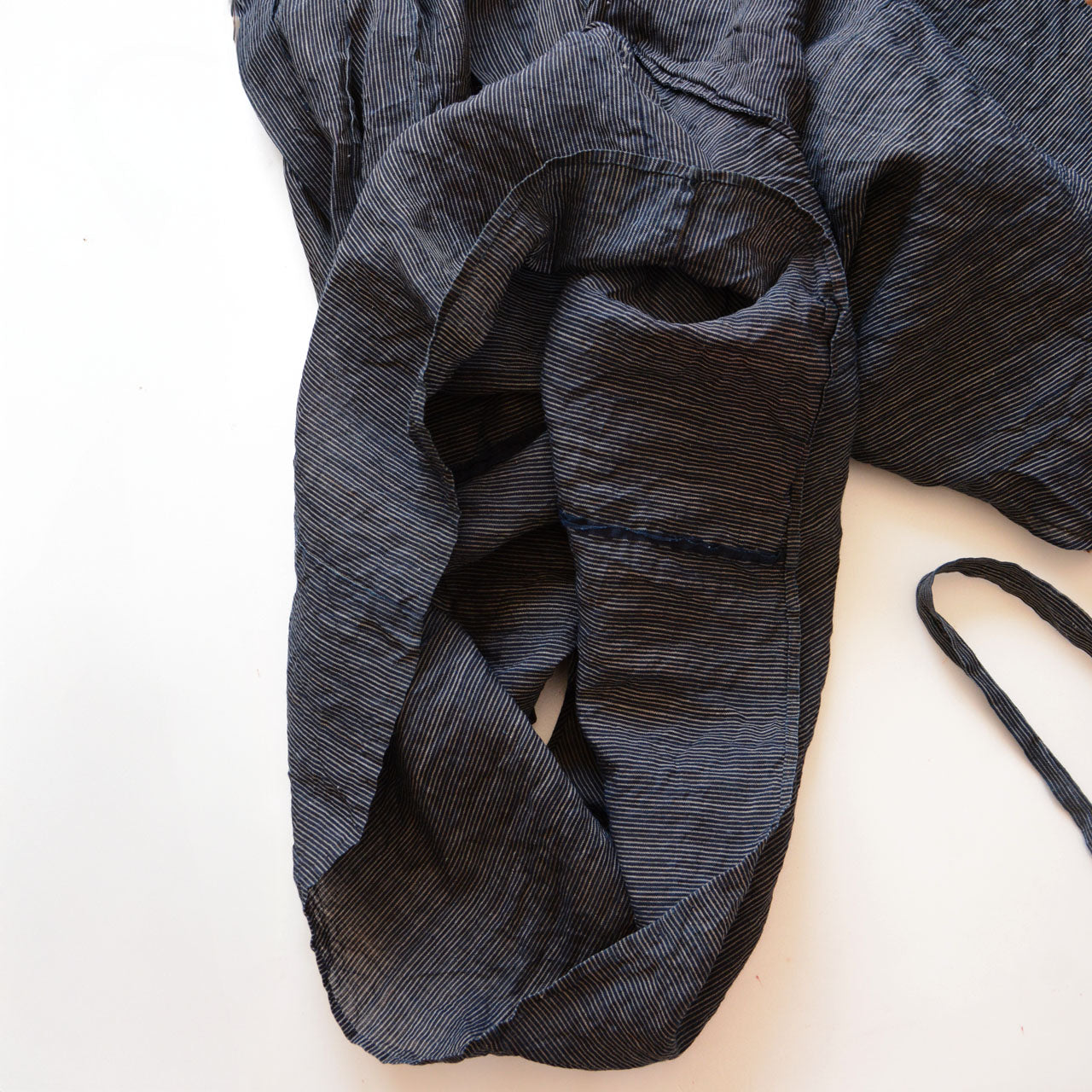 Softened hemp textile aged through years of traditional use