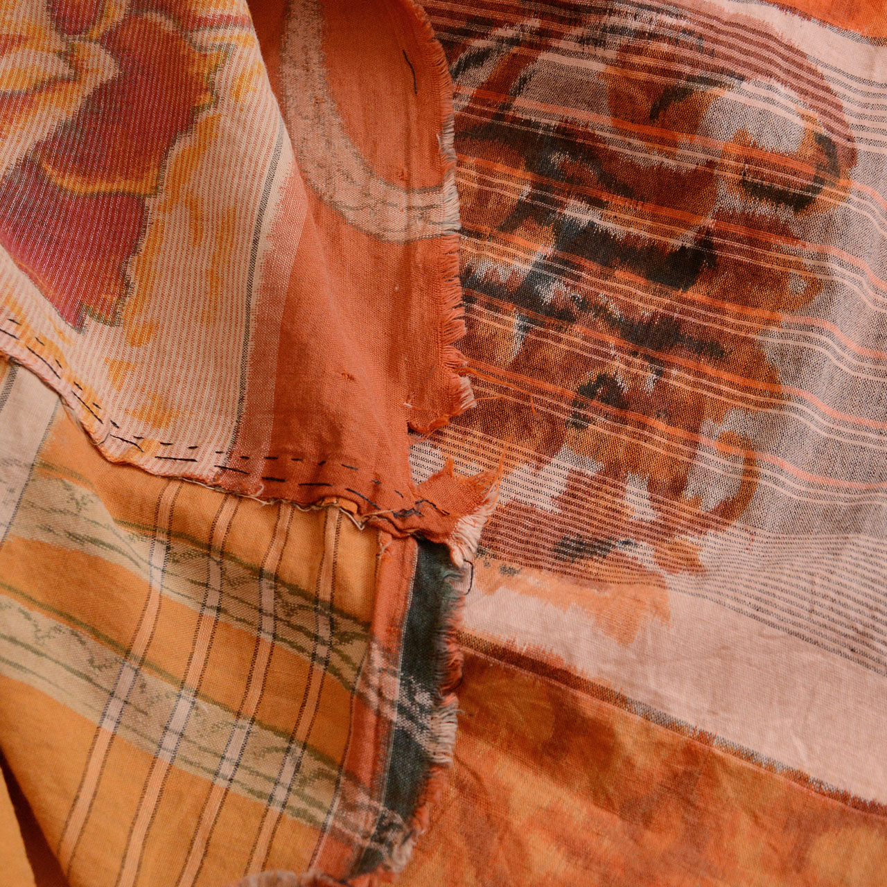 floral boro fabric from Japan with visible mending