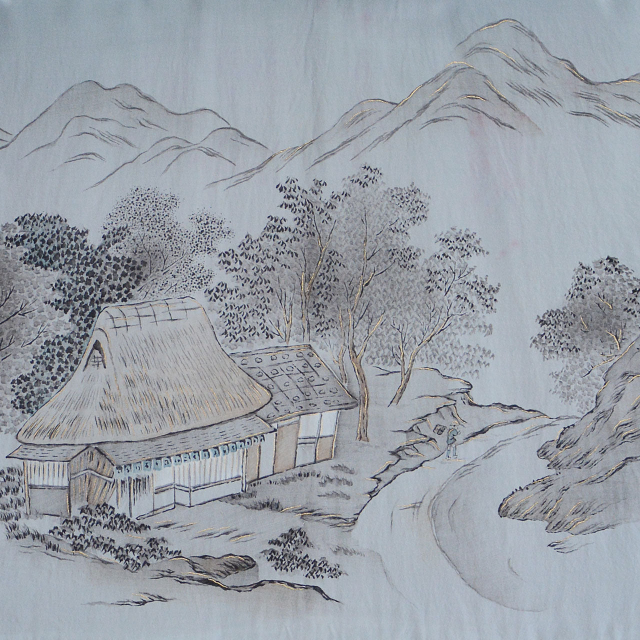 Traditional Japanese Haori with Scenic Interior Lining