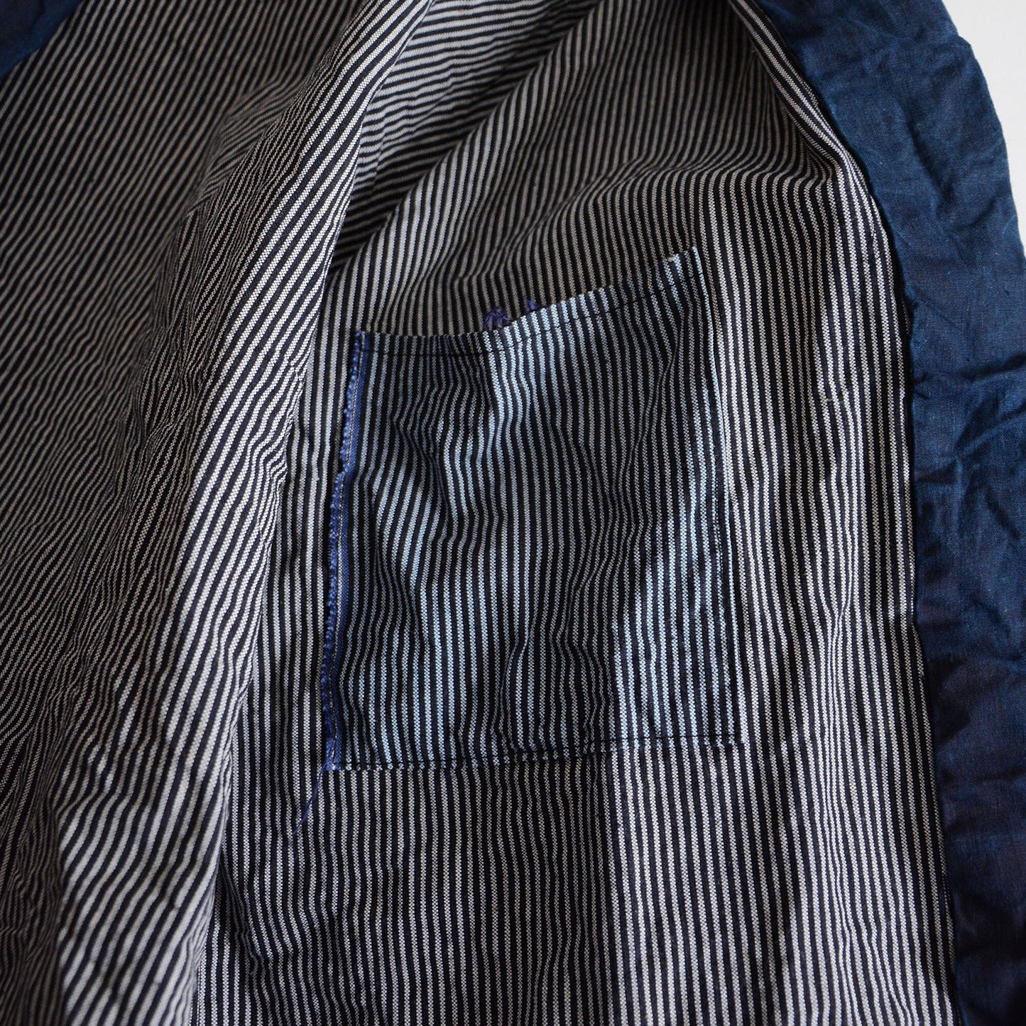 Hanten Jacket Happi Coat Men Kimono Cotton Japan Vintage Indigo Dyed Collar Kanji