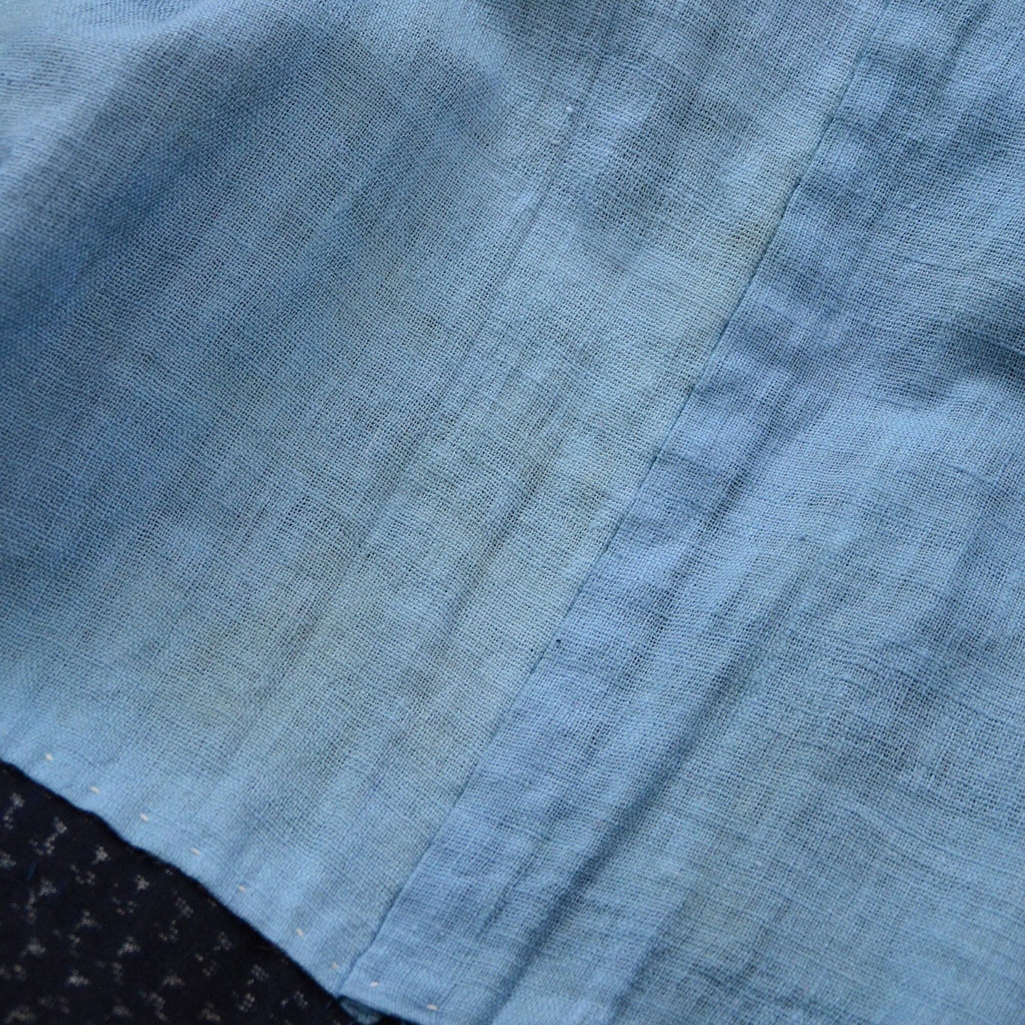 Kasuri Fabric Indigo Kimono Robe Long Cotton Japan Vintage