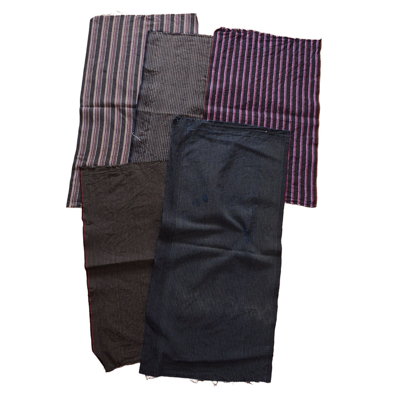 Japanese vintage cotton fabric scraps bundle with assorted stripes for handmade crafts