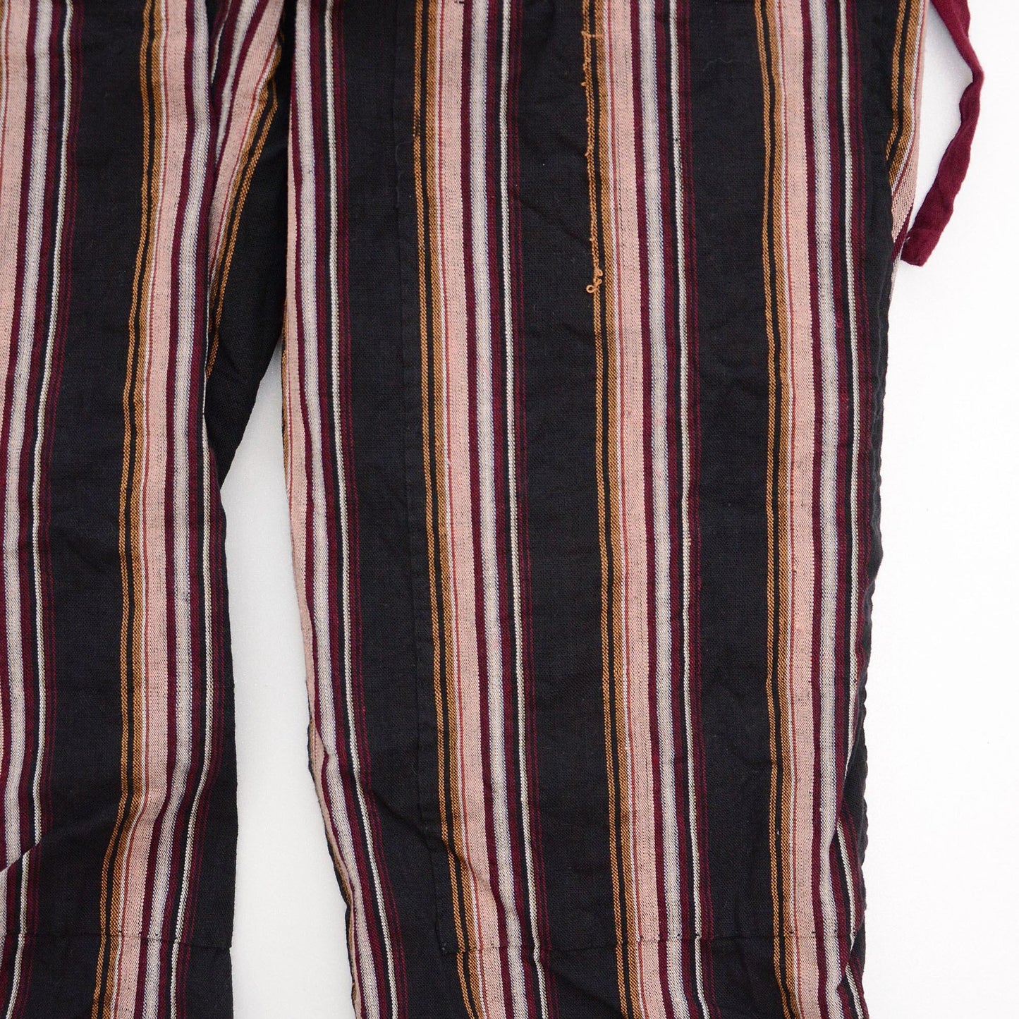Monpe Pants Noragi Japanese Fabric Vintage Cotton Black Stripe Pattern Double Knee