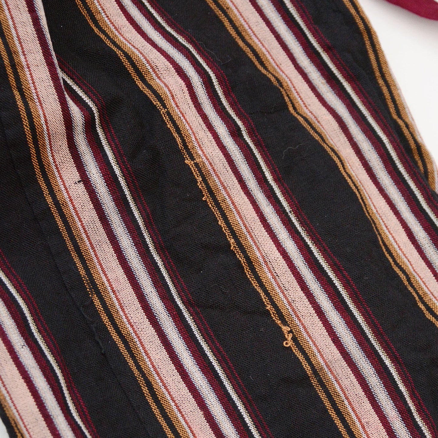 Monpe Pants Noragi Japanese Fabric Vintage Cotton Black Stripe Pattern Double Knee