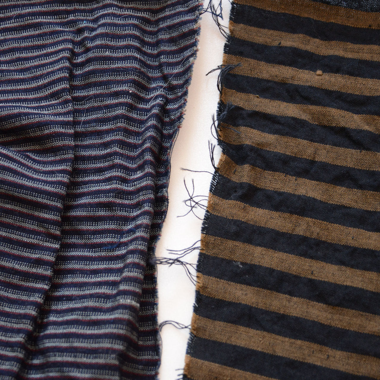 Vintage Japanese striped scarf with visible patchwork seams