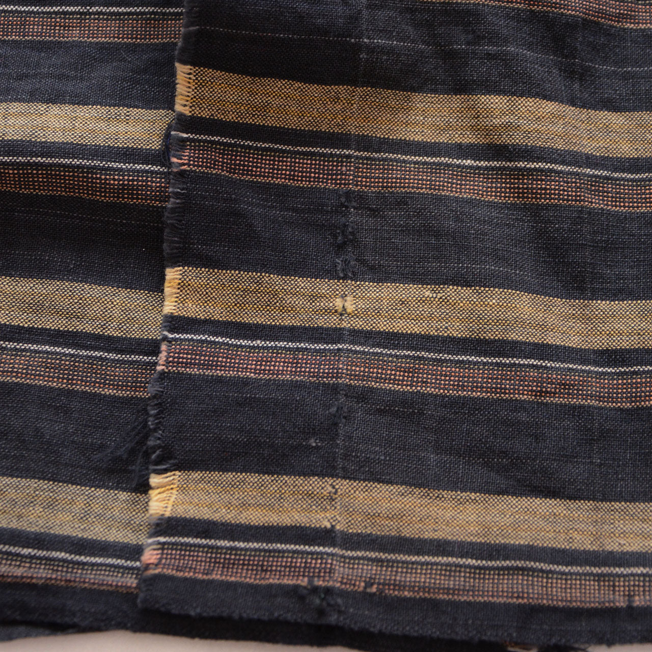 Early Showa period Japanese cotton fabric with hand-sewn patch repairs