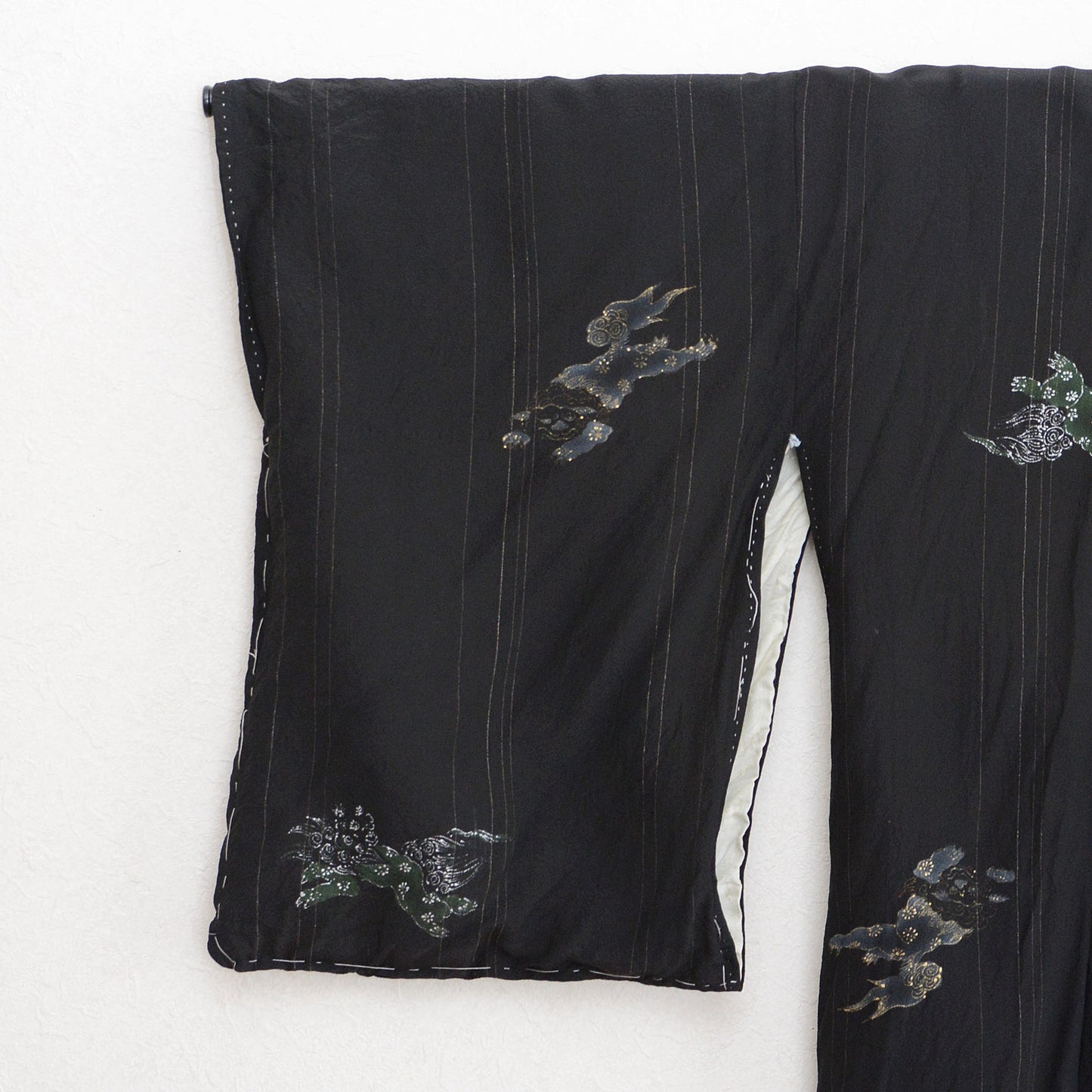 Haori Kimono Japanese Vintage Jacket Black Karashishi Multi Pattern