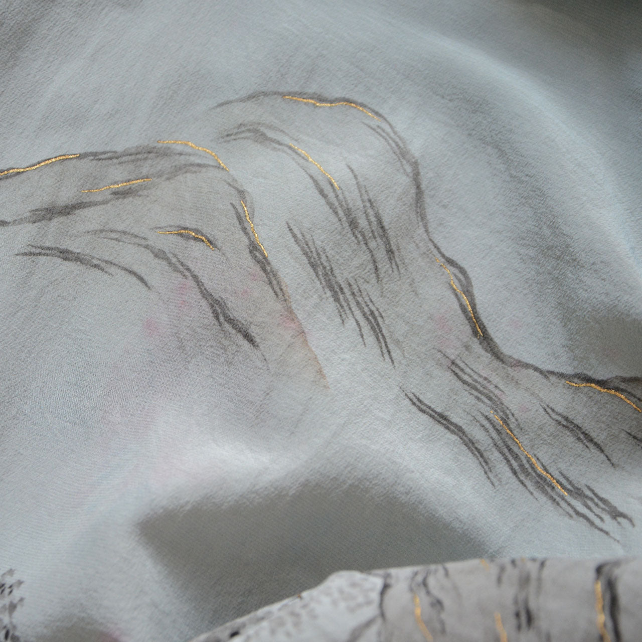 Men’s Vintage Japanese Haori with Inner Scenic Painting Motif