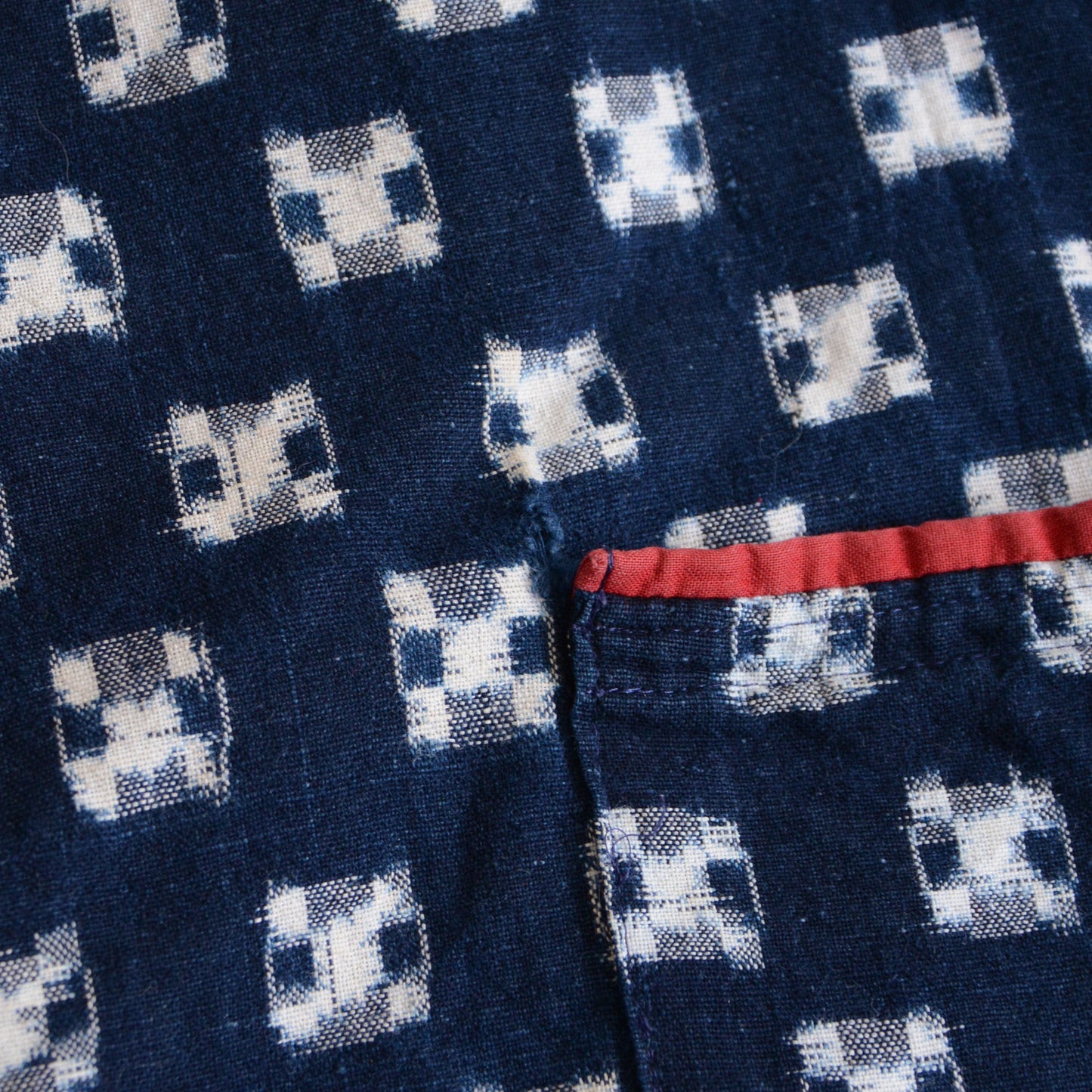 Japanese Apron Kasuri Pattern Ikat Indigo Vintage Fabric Cotton No Sleeve Tops