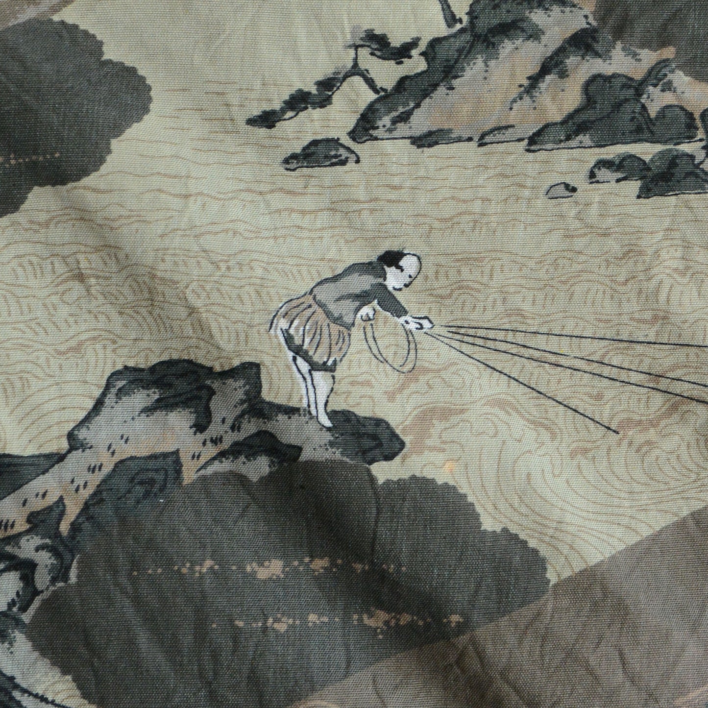 Black Haori Jacket Kimono Japane Vintage Montsuki Nihonga Art